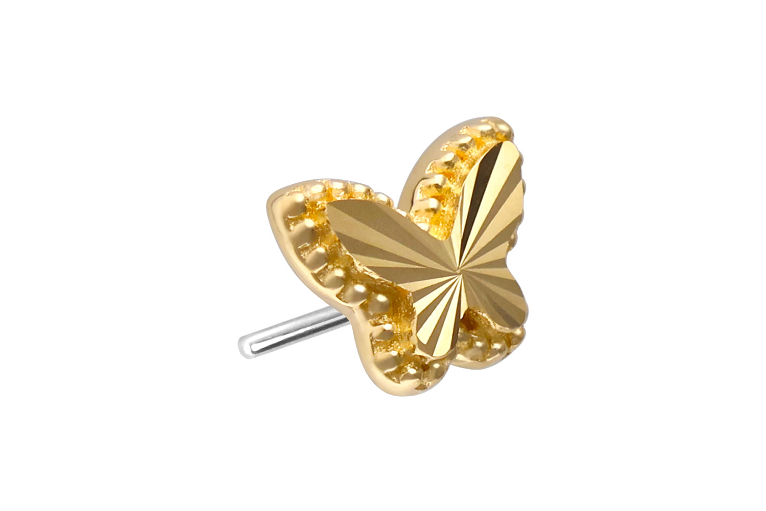 14 Karat Gold Aufsatz mit Titan Push Pin SCHMETTERLING von Piercingline